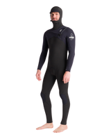 NuWave Session 5/4/3mm Hooded Chest Zip Wetsuit in Black, Black X & White