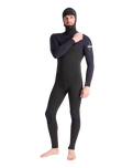 NuWave Session 5/4/3mm Hooded Chest Zip Wetsuit in Black, Black X & White