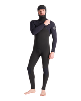 NuWave Session 5/4/3mm Hooded Chest Zip Wetsuit in Black, Black X & White