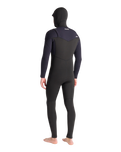 NuWave Session 5/4/3mm Hooded Chest Zip Wetsuit in Black, Black X & White