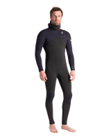 NuWave Session 5/4/3mm Hooded Chest Zip Wetsuit in Black, Black X & White