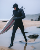 NuWave Session 5/4/3mm Hooded Chest Zip Wetsuit in Black, Black X & White