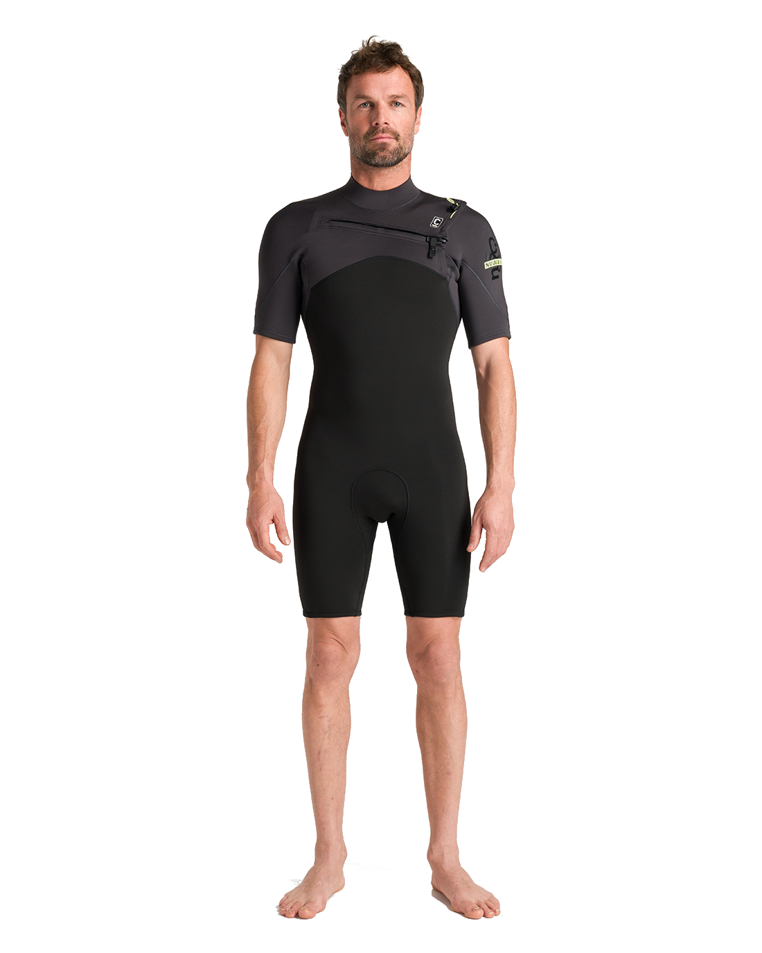 NuWave Session Lite 2/2mm Chest Zip Shorty Wetsuit in Black & Meteor