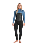 NuWave Surflite 3/2mm Back Zip Wetsuit in Black & Steel Blue