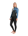 NuWave Surflite 3/2mm Back Zip Wetsuit in Black & Steel Blue