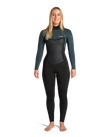The C-Skins Womens NuWave Surflite 4/3mm Back Zip Wetsuit in Black, Dark Forest & Retro Blue