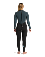 The C-Skins Womens NuWave Surflite 4/3mm Back Zip Wetsuit in Black, Dark Forest & Retro Blue