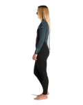 The C-Skins Womens NuWave Surflite 4/3mm Back Zip Wetsuit in Black, Dark Forest & Retro Blue