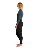 The C-Skins Womens NuWave Surflite 4/3mm Back Zip Wetsuit in Black, Dark Forest & Retro Blue