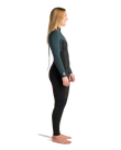 The C-Skins Womens NuWave Surflite 4/3mm Back Zip Wetsuit in Black, Dark Forest & Retro Blue