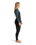 The C-Skins Womens NuWave Surflite 4/3mm Back Zip Wetsuit in Black, Dark Forest & Retro Blue