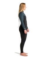 The C-Skins Womens NuWave Surflite 4/3mm Back Zip Wetsuit in Black, Dark Forest & Retro Blue