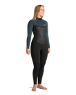 The C-Skins Womens NuWave Surflite 4/3mm Back Zip Wetsuit in Black, Dark Forest & Retro Blue