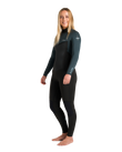 The C-Skins Womens NuWave Surflite 4/3mm Back Zip Wetsuit in Black, Dark Forest & Retro Blue
