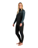 The C-Skins Womens NuWave Surflite 4/3mm Back Zip Wetsuit in Black, Dark Forest & Retro Blue