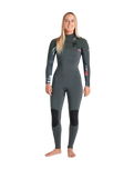 The C-Skins Womens NuWave Solace 3/2mm Chest Zip Wetsuit in Forest Green & Forest Green X