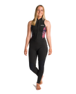 The C-Skins Womens NuWave Solace Lite 2/2mm Front Zip Long Jane Wetsuit in Black & Tropical