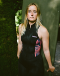 The C-Skins Womens NuWave Solace Lite 2/2mm Front Zip Long Jane Wetsuit in Black & Tropical