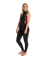 The C-Skins Womens NuWave Solace Lite 2/2mm Front Zip Long Jane Wetsuit in Black & Tropical