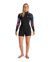 The C-Skins Womens NuWave Solace Lite 2/2mm Back Zip Spring Wetsuit in Black & Tropical