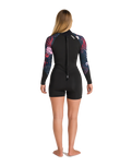 The C-Skins Womens NuWave Solace Lite 2/2mm Back Zip Spring Wetsuit in Black & Tropical