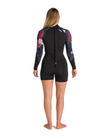 The C-Skins Womens NuWave Solace Lite 2/2mm Back Zip Spring Wetsuit in Black & Tropical