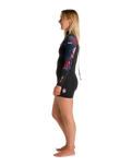 The C-Skins Womens NuWave Solace Lite 2/2mm Back Zip Spring Wetsuit in Black & Tropical