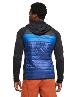The Cotopaxi Mens Capa Hybrid Insulated Hooded Jacket in Black & Maritime
