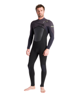 NuWave ReWired 4/3mm Chest Zip Wetsuit in Meteor, Black & Lime