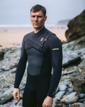 NuWave ReWired 4/3mm Chest Zip Wetsuit in Meteor, Black & Lime