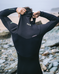 NuWave ReWired 4/3mm Chest Zip Wetsuit in Meteor, Black & Lime