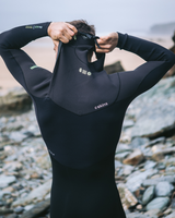 NuWave ReWired 4/3mm Chest Zip Wetsuit in Meteor, Black & Lime