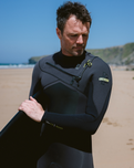 NuWave ReWired 4/3mm Chest Zip Wetsuit in Meteor, Black & Lime