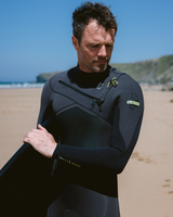 NuWave ReWired 4/3mm Chest Zip Wetsuit in Meteor, Black & Lime