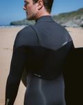 NuWave ReWired 4/3mm Chest Zip Wetsuit in Meteor, Black & Lime