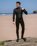 NuWave ReWired 5/4mm Chest Zip Wetsuit in Meteor, Black & Lime