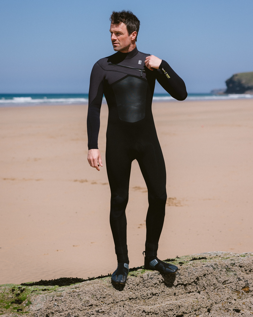 NuWave ReWired 5/4mm Chest Zip Wetsuit in Meteor, Black & Lime
