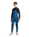 Boys NuWave Session 5/4mm Chest Zip Wetsuit in Legion Blue, Black & Red