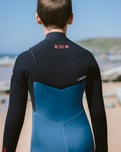 Boys NuWave Session 5/4mm Chest Zip Wetsuit in Legion Blue, Black & Red