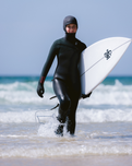 Boys NuWave Session 5/4mm Hooded Chest Zip Wetsuit in Meteor, Forest Green & Red