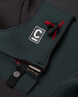 Boys NuWave Session 5/4mm Hooded Chest Zip Wetsuit in Meteor, Forest Green & Red