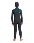 Boys NuWave Session 5/4mm Hooded Chest Zip Wetsuit in Meteor, Forest Green & Red