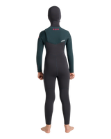 Boys NuWave Session 5/4mm Hooded Chest Zip Wetsuit in Meteor, Forest Green & Red