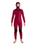 Boys NuWave Session 5/4mm Hooded Chest Zip Wetsuit in Meteor, Forest Green & Red