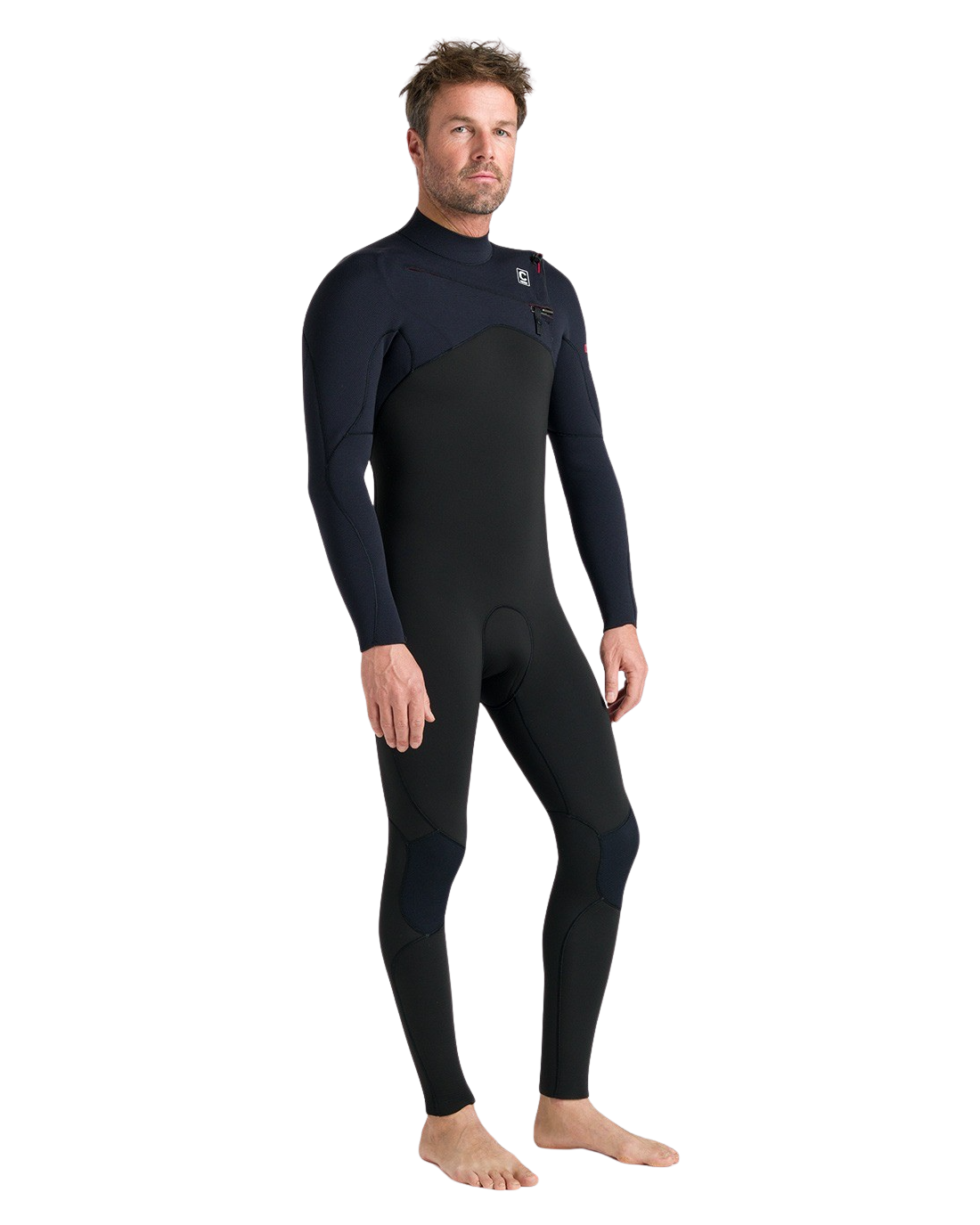 NuWave Session 5/4/3mm Chest Zip Wetsuit in Black, Black & Red