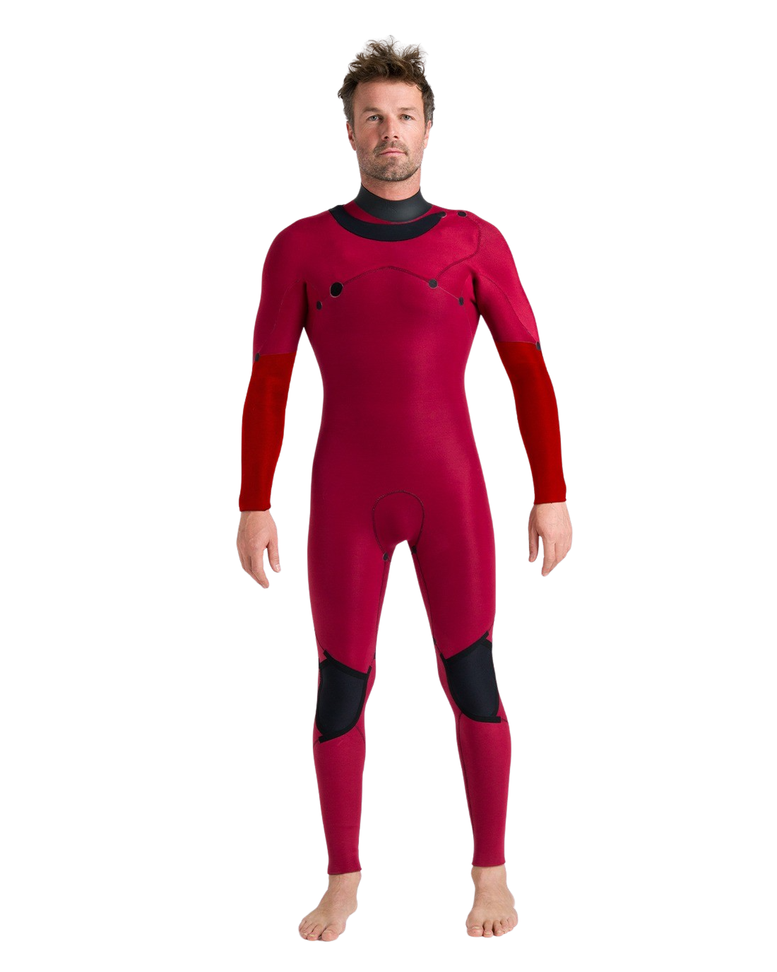 NuWave Session 5/4/3mm Chest Zip Wetsuit in Black, Black & Red