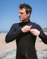 NuWave Session 5/4/3mm Chest Zip Wetsuit in Black, Black & Red