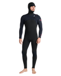 NuWave Session 5/4/3mm Hooded Chest Zip Wetsuit in Black, Black & Red