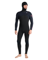 NuWave Session 5/4/3mm Hooded Chest Zip Wetsuit in Black, Black & Red