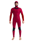 NuWave Session 5/4/3mm Hooded Chest Zip Wetsuit in Black, Black & Red
